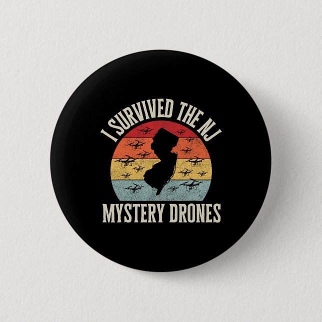 Funny Drone Lover I Survived The New Jersey Myster 2 Inch Round Button (Front)