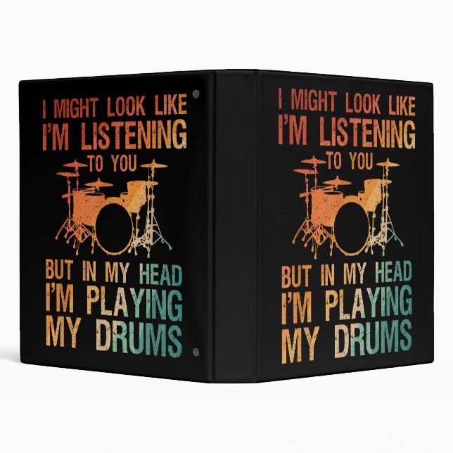 Funny Drummer Art For Men Women Drum Player Percus Binder (Background)
