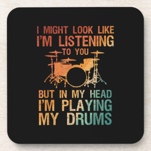 Funny Drummer Art For Men Women Drum Player Percus Coaster