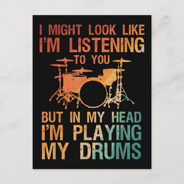 Funny Drummer Art For Men Women Drum Player Percus Enclosure Card (Front)