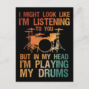 Funny Drummer Art For Men Women Drum Player Percus Enclosure Card