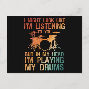 Funny Drummer Art For Men Women Drum Player Percus Holiday Postcard