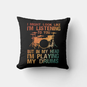 Funny Drummer Art For Men Women Drum Player Percus Throw Pillow