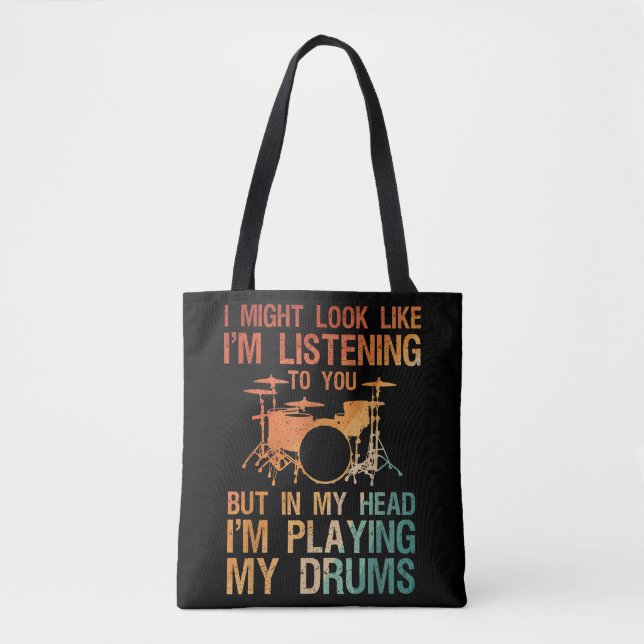 Funny Drummer Art For Men Women Drum Player Percus Tote Bag (Front)