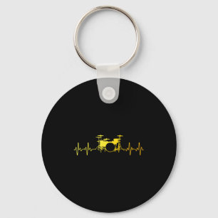 Funny Drummer Art For Men Women Kids Drumming Love Keychain