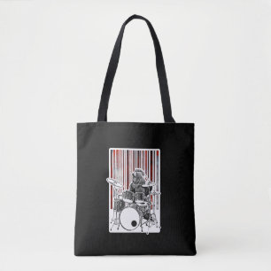 Funny Drummer Bear Playing Drum Punk Rock Drumming Tote Bag