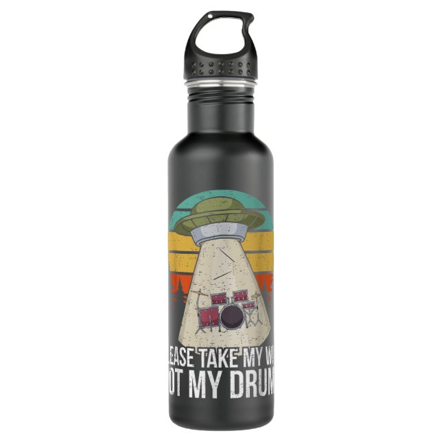 Funny Drummer Drumming Drum Kit Percussion I Wife  710 Ml Water Bottle (Front)