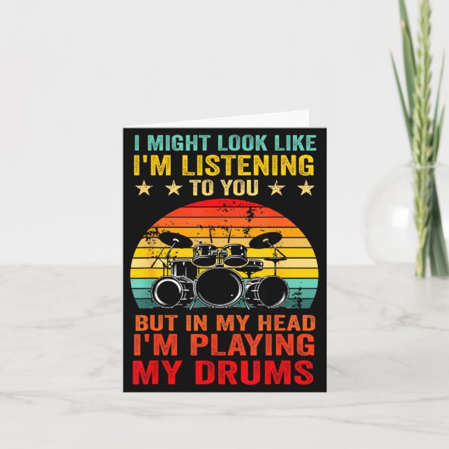 Funny Drummer Men Women Drumline Drumming Musical  Card (Front)