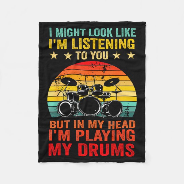 Funny Drummer Men Women Drumline Drumming Musical  Fleece Blanket (Front)