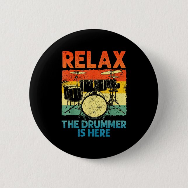 Funny Drumming Art For Men Women Drumline Drum Set 2 Inch Round Button (Front)
