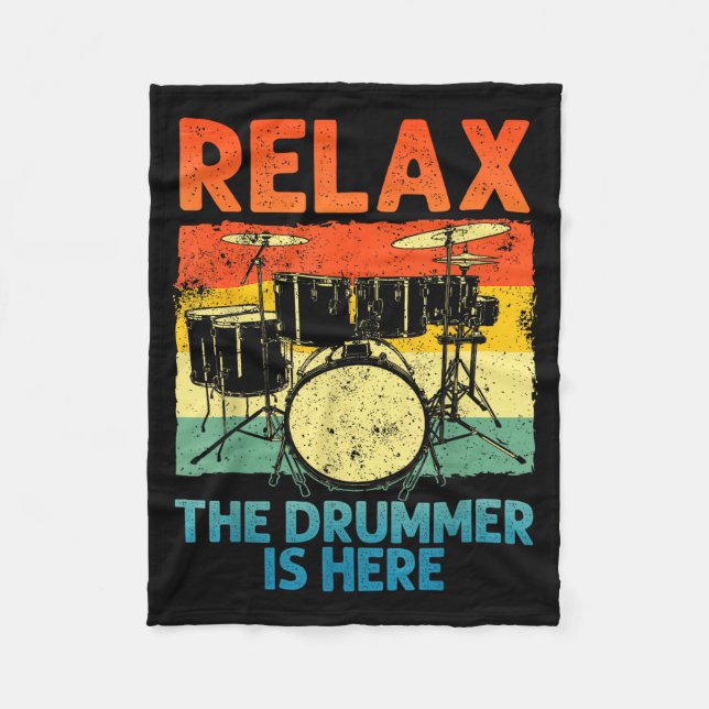 Funny Drumming Art For Men Women Drumline Drum Set Fleece Blanket (Front)