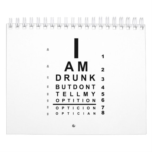 Funny drunk eye chart calendar (Cover)