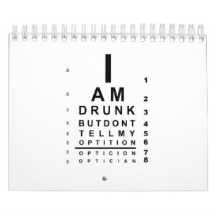 Funny drunk eye chart calendar
