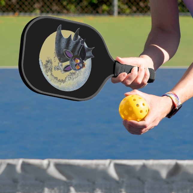 Funny Drunk Halloween Full Moon Bat Pickleball Paddle (Insitu)