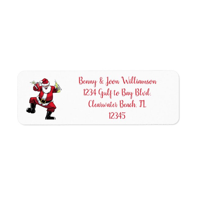 Funny Drunk Santa Christmas Return Address (Front)