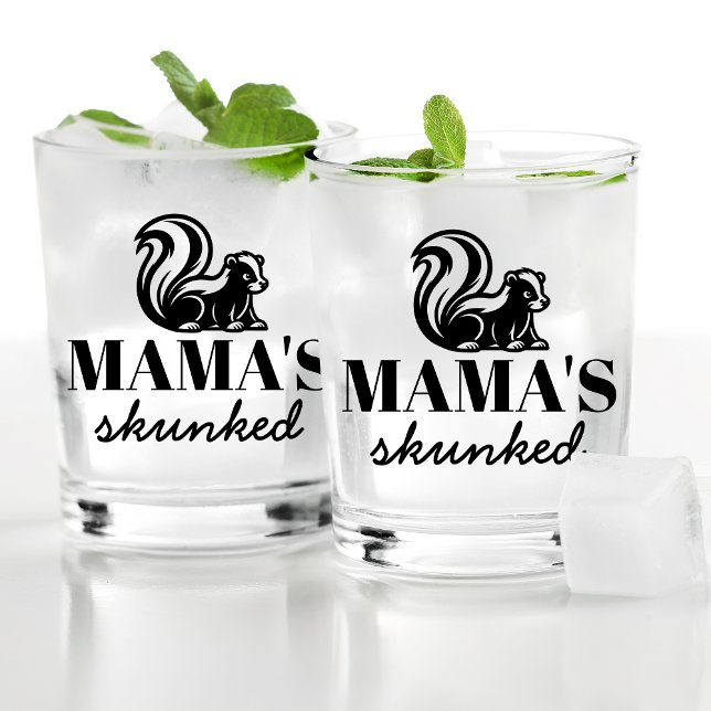 Funny Drunk Skunk Gift For Mom Who Loves Drinking Whiskey Glass (Creator Uploaded)