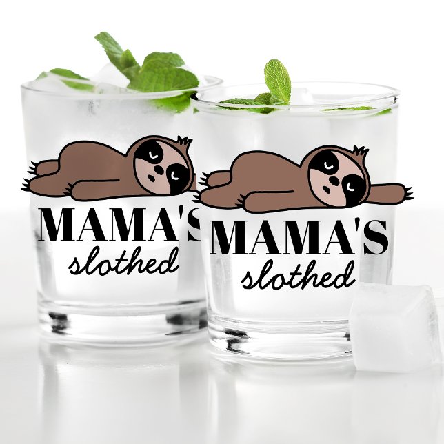 Funny Drunk Sloth Gift For Mom Who Loves Drinking Whiskey Glass (Creator Uploaded)