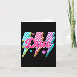 Funny Dua Lightning Bolt Chequered I Love Dua 80's Card