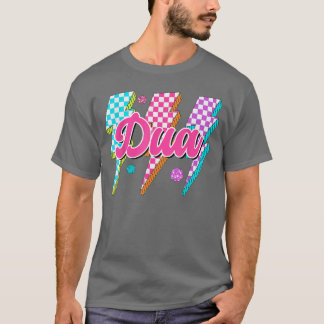 Funny Dua Lightning Bolt Chequered I Love Dua 80s  T-Shirt