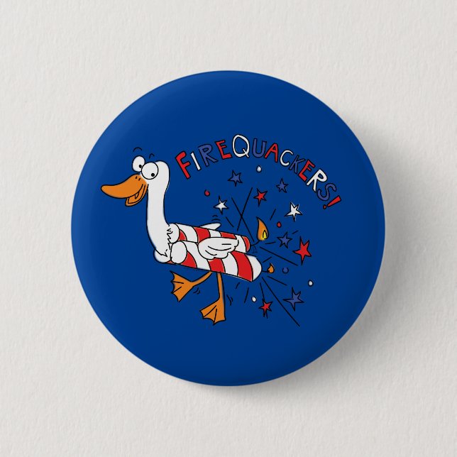 Funny Duck 4th of July Kids Cute 2 Inch Round Button (Front)