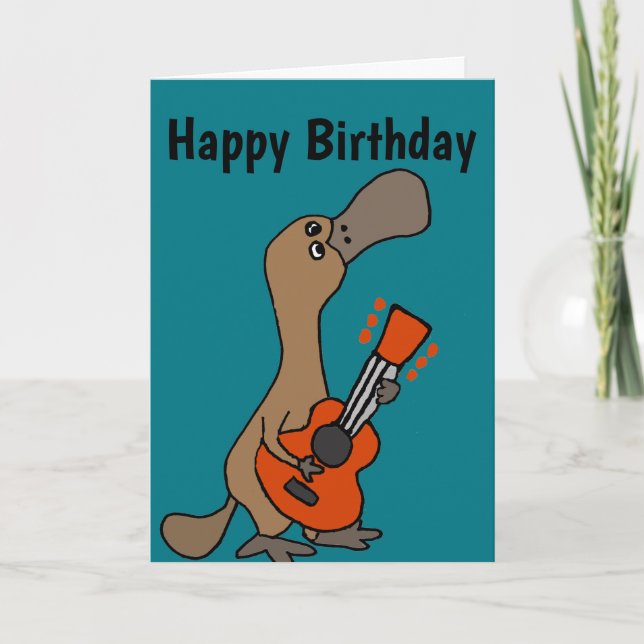 Funny Duck-Billed Platypus Playing Guitar Card (Front)