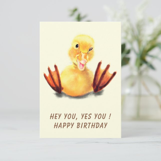 Funny Duck Birthday Card - Custom Text (Standing Front)