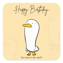 Funny Duck Birthday Sticker – Personalized Gift