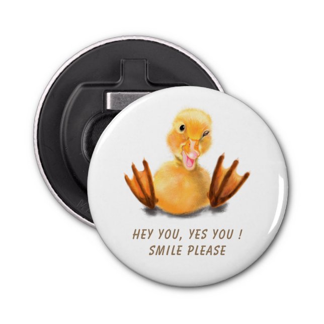Funny Duck Bottle Opener Smile - Custom Text (Front)