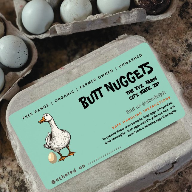 Funny Duck Butt Nuggets Egg Carton Label (Creator Uploaded)