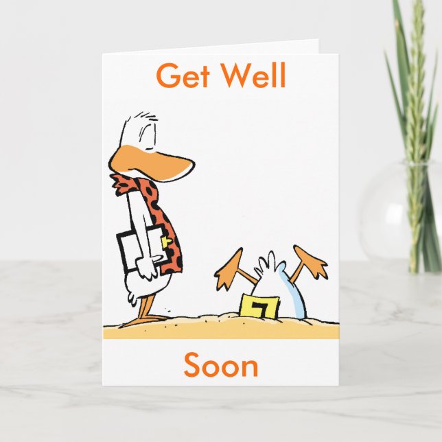 Funny Duck Cartoon Get Well Soon Card (Front)