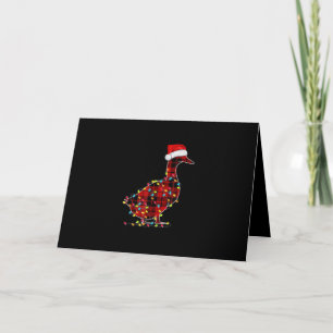 Funny Duck Christmas Light Red Plaid Matching Card