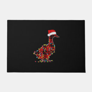 Funny Duck Christmas Light Red Plaid Matching Doormat