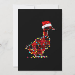 Funny Duck Christmas Light Red Plaid Matching Holiday Card