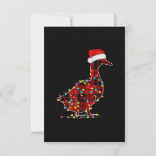 Funny Duck Christmas Light Red Plaid Matching Invitation