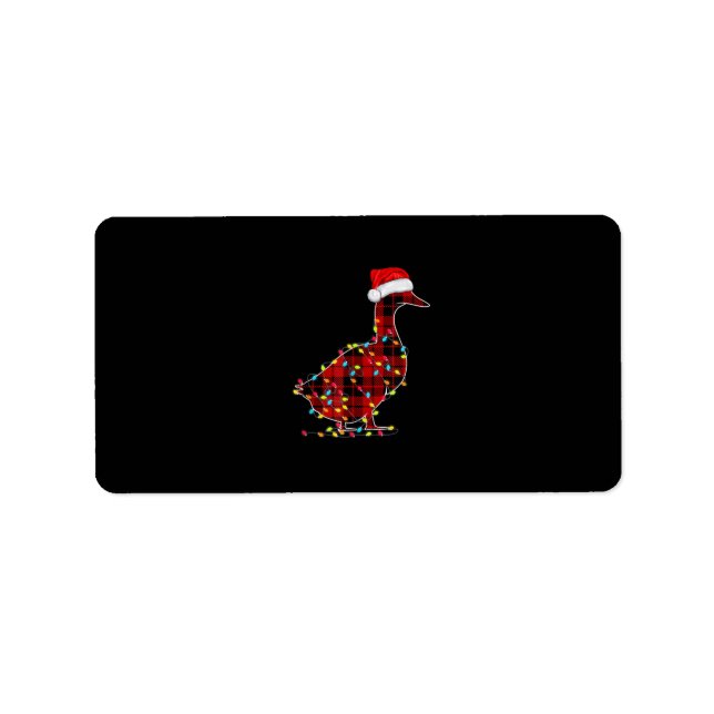 Funny Duck Christmas Light Red Plaid Matching Label (Front)