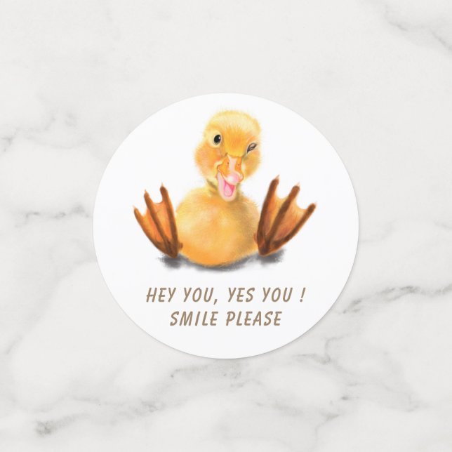 Funny Duck Confetti Smile - Custom Text (Small Front)
