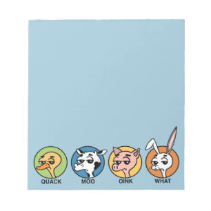 FUNNY DUCK COW PIG AND RABBIT NOTEPAD