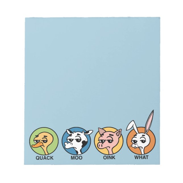 FUNNY DUCK COW PIG AND RABBIT NOTEPAD (Front)