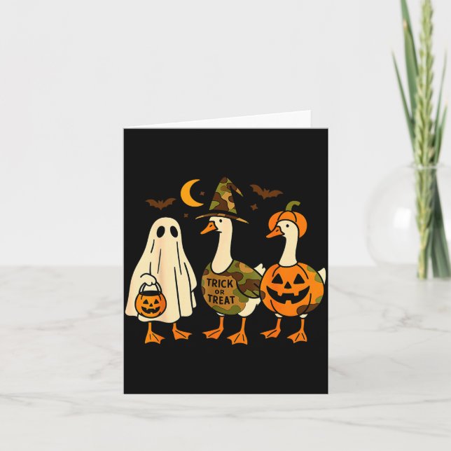 Funny Duck Duck Boo Halloween Costume Duck  Card (Front)