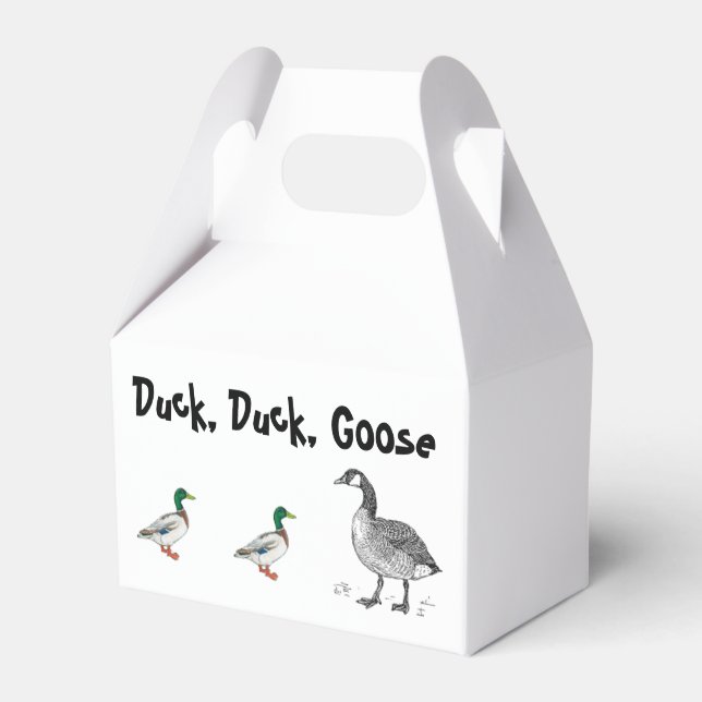 Funny Duck Duck Goose Cartoon, Kids Game Pun Favor Box (Front Side)
