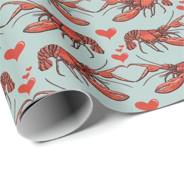 Funny Duck Egg Blue You're My Lobster Romance Wrapping Paper (Roll Corner)