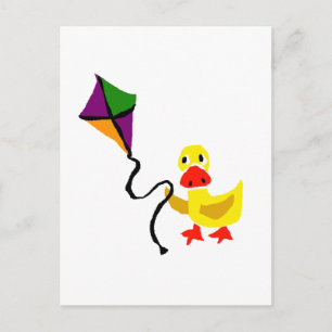 Funny Duck Flying Colourful Kite Postcard