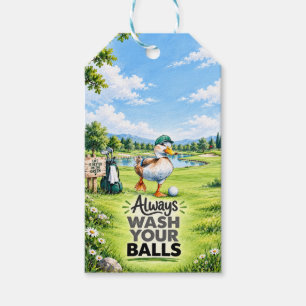 Funny Duck Golfer Always Wash Your Balls Gift Tags