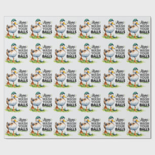 Funny Duck Golfer Always Wash Your Balls  Wrapping Paper