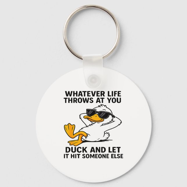 Funny Duck Graphic Men Women Funny Quote  Keychain (Front)
