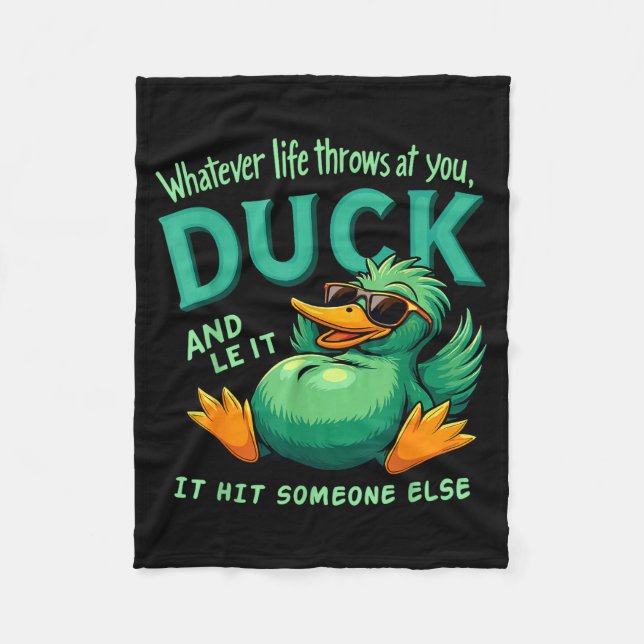 Funny Duck Graphic Men Women Teens Funny Quote  Fleece Blanket (Front)