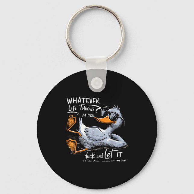 Funny Duck Graphic Tee Men Women Funny Quote  Keychain (Front)