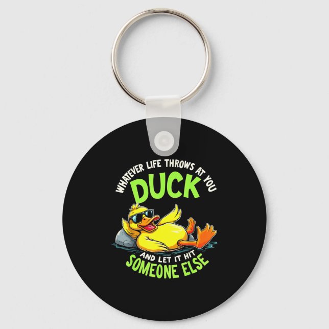 Funny Duck Graphic Tees Men Women Teens Funny Quot Keychain (Front)