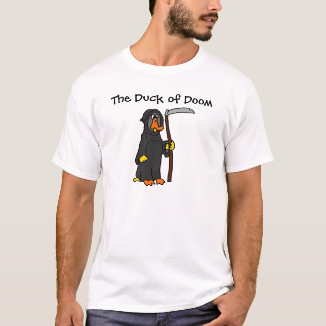 Funny Duck Grim Reaper Cartoon T-Shirt (Front)
