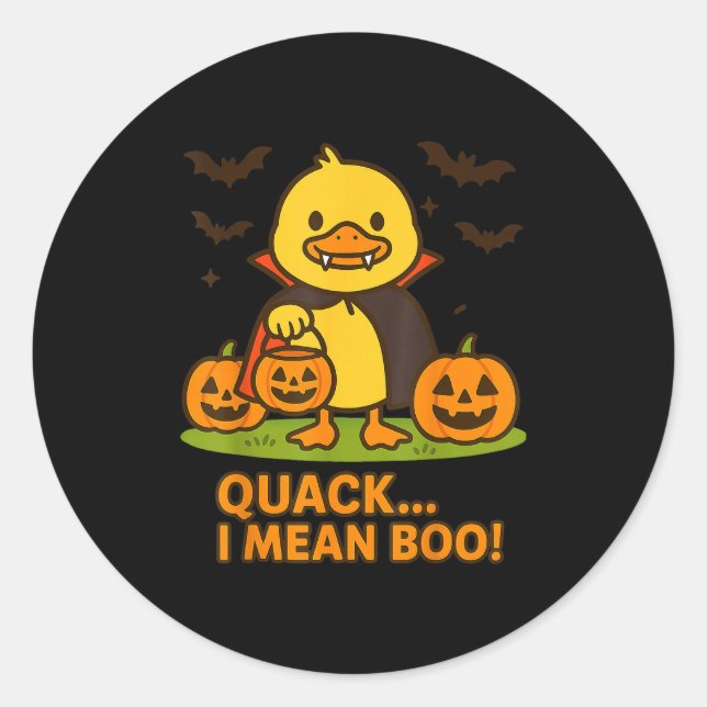 Funny Duck Halloween Costume – Quack I Mean Boo Qu Classic Round Sticker (Front)